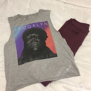 Brooklyn We Go Hard Tank top with Bullhead denim